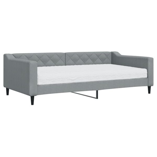 vidaXL Sof&aacute; cama con colch&oacute;n tela gris claro 100x200 cm