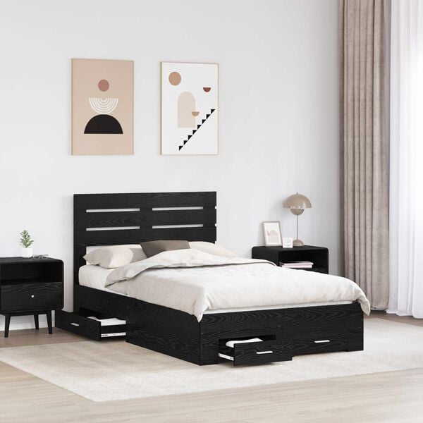vidaXL Estructura de cama con caj&oacute;n con cabecera Madera contrachapada