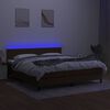 vidaXL Cama box spring con colch&oacute;n LED tela marr&oacute;n oscuro 180x200 cm