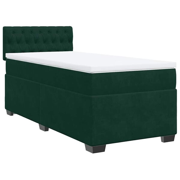 vidaXL Cama box spring con colch&oacute;n terciopelo verde oscuro 80x200 cm