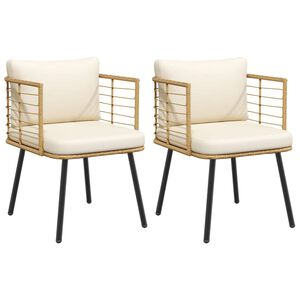 vidaXL Sillones de jard&iacute;n con cojines 2 uds rat&aacute;n sint&eacute;tico natural