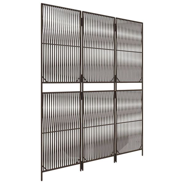 vidaXL Biombo de 3 paneles ratán sintético marrón