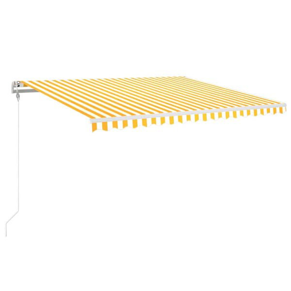 vidaXL Toldo autom&aacute;tico LED sensor de viento amarillo blanco 450x350cm