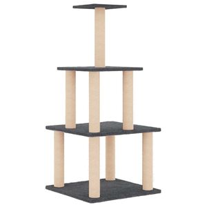 vidaXL Rascador para gatos con postes de sisal gris oscuro 111 cm