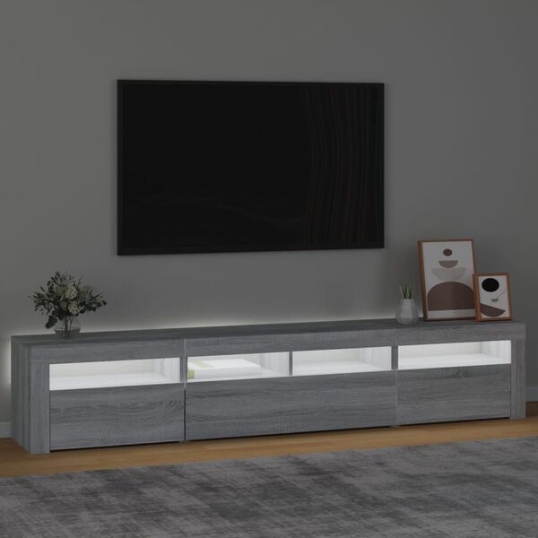 vidaXL Mueble de TV con luces LED gris Sonoma 210x35x40 cm