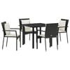 vidaXL Conjunto de Comedor de Jard&iacute;n 5 pcs Negro rat&aacute;n sint&eacute;tico