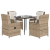 vidaXL Set comedor de jard&iacute;n 5 pzas con cojines rat&aacute;n sint&eacute;tico beige