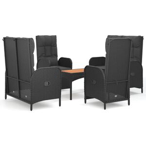 vidaXL Set de muebles jard&iacute;n 5 pzas con cojines rat&aacute;n sint&eacute;tico negro