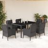 vidaXL Set de comedor de jard&iacute;n 7 pzas y cojines rat&aacute;n sint&eacute;tico negro
