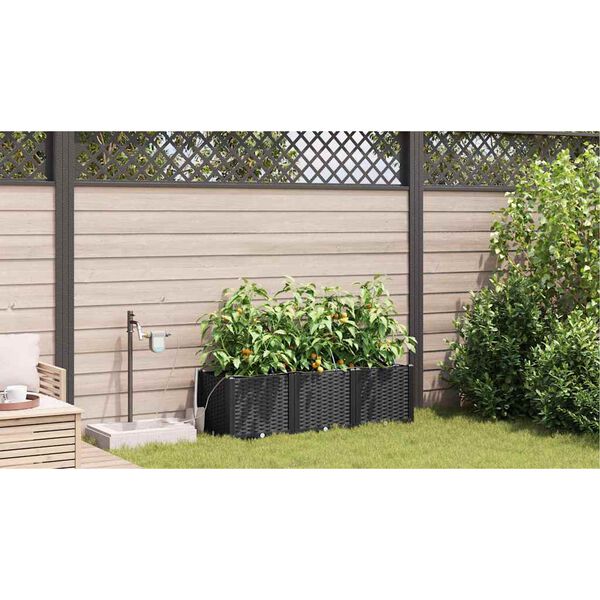 vidaXL Macetero de Jard&iacute;n 3 pcs Negro Acero