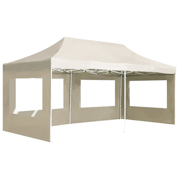 vidaXL Carpa plegable profesional y paredes aluminio crema 6x3m