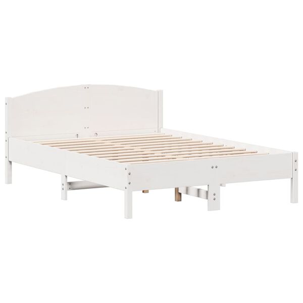 vidaXL Estructura de cama sin colch&oacute;n madera de pino blanco 135x190 cm