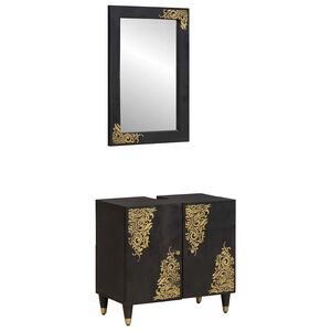 vidaXL Juego de Muebles de Ba&ntilde;o 2 uds. Negro 62 x 33 x 58 cm