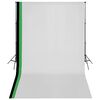 vidaXL Kit estudio 3 telones fondo algod&oacute;n estructura ajustable 3x5 m