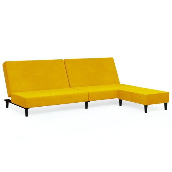 vidaXL Sof&aacute; cama de 2 plazas con reposapies terciopelo amarillo