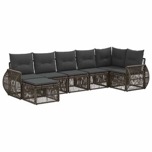 vidaXL Conjunto de sof&aacute;s de jard&iacute;n 7 uds. Gris y Gris Oscuro