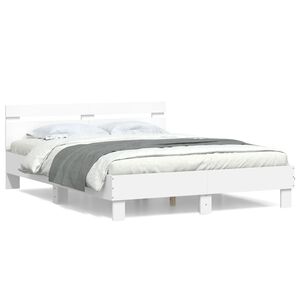 vidaXL Estructura cama con cabecero madera ingenier&iacute;a blanco 140x200cm