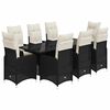 vidaXL Set de mesa y sillas de jard&iacute;n 9 pzas y cojines rat&aacute;n PE negro