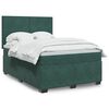 vidaXL Cama box spring con colch&oacute;n terciopelo verde oscuro 140x190 cm