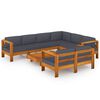 vidaXL Muebles de jard&iacute;n 8 pzas con cojines gris oscuro madera acacia
