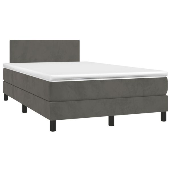 vidaXL Cama box spring con colch&oacute;n terciopelo gris oscuro 120x200 cm