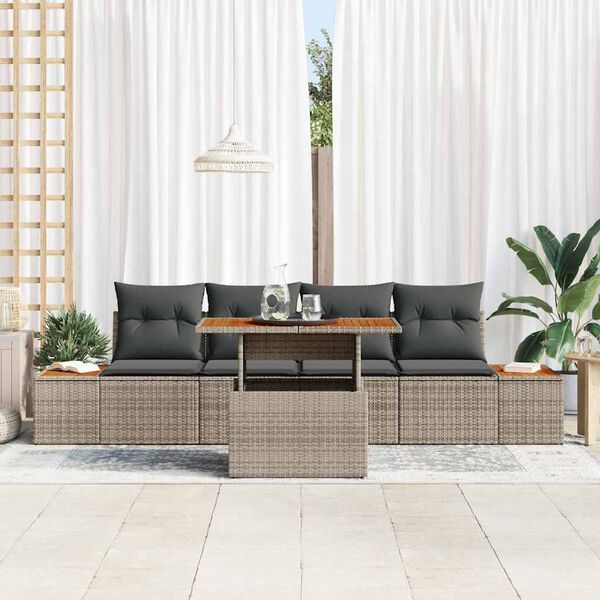 vidaXL Conjunto de sofá de jardín 5 pcs Gris Poliratán