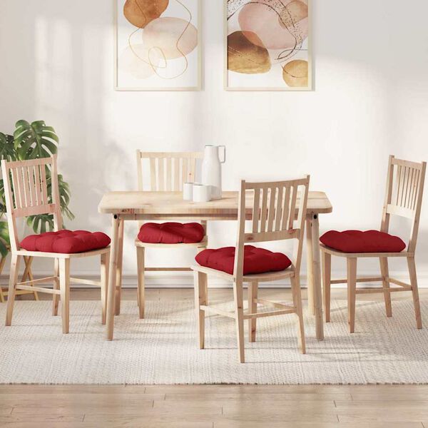 vidaXL Cojines para asiento 4 pcs Rojo 45 x 45 x 12 cm tela