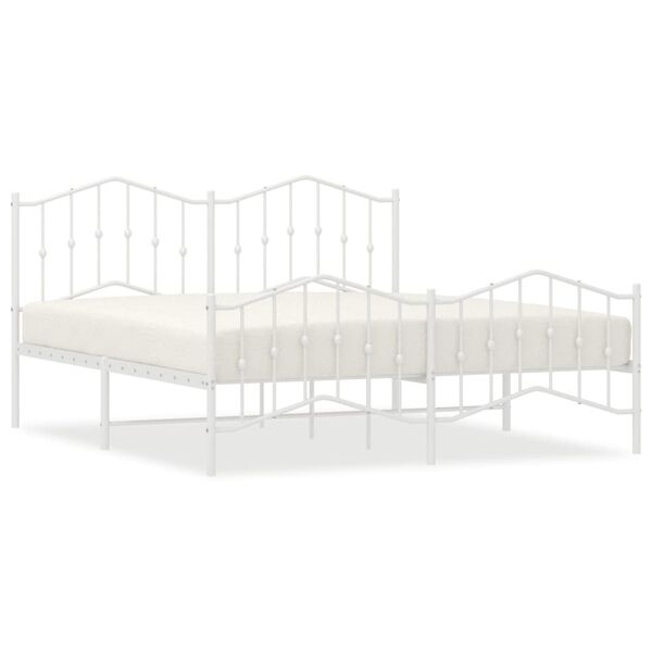 vidaXL Estructura cama sin colch&oacute;n con estribo metal blanco 160x200 cm