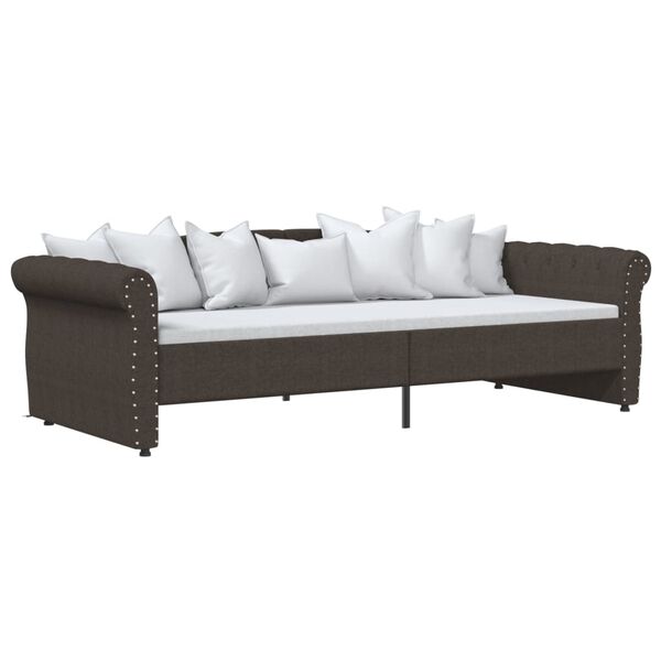 vidaXL Sof&aacute; cama USB de tela marr&oacute;n oscuro 90x200 cm