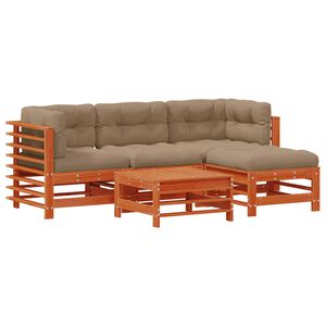 vidaXL Conjunto de Sof&aacute;s de Jard&iacute;n 5 uds. Marr&oacute;n Cera
