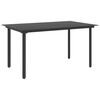 vidaXL Mesa de comedor para jard&iacute;n acero y vidrio negro 150x80x74 cm