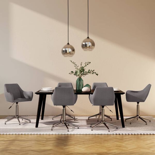 vidaXL Sillas de comedor giratorias 6 unidades tela gris claro