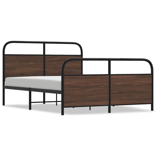 vidaXL Estructura de cama sin colch&oacute;n metal marr&oacute;n roble 140x200 cm