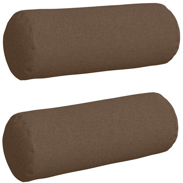 vidaXL Cojines Bolster 2 pcs Marrón Ø 25 x 70 cm tela