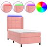 vidaXL Cama box spring colch&oacute;n y LED terciopelo rosa 90x190 cm