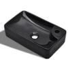 vidaXL Lavabo de cer&aacute;mica con agujero para grifo negro