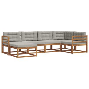 vidaXL Conjunto de sof&aacute;s de exterior 6 pcs Gris Natural y Claro