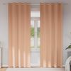 vidaXL Cortinas Opacas con Anillas 2 pcs Marr&oacute;n Claro 245 x 140 cm