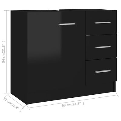 vidaXL Mueble de pared madera contrachapada negro brillo 63x30x54 cm