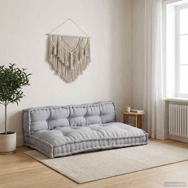 vidaXL Coj&iacute;n para Sof&aacute; Pallet 2 pcs Gris 120 x 80 x 38 cm Tela