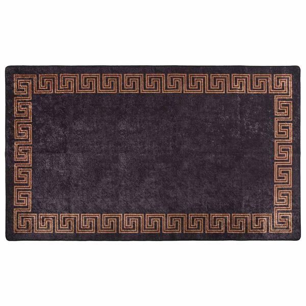 vidaXL Alfombra lavable negro y dorado 190x300 cm