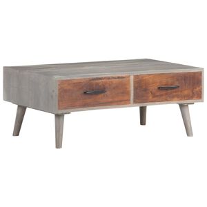 vidaXL Mesa de centro madera maciza de mango rugosa gris 100x60x40 cm