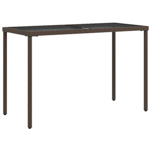 vidaXL Mesa de jard&iacute;n superficie vidrio rat&aacute;n PE marr&oacute;n 115x54x74 cm