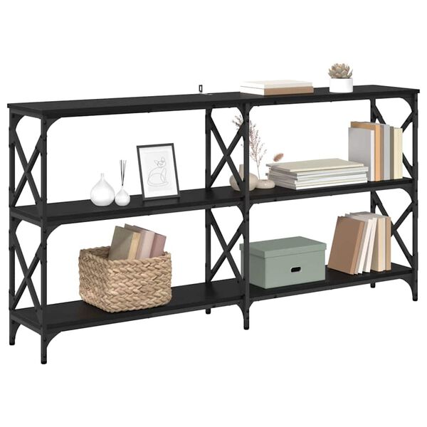 vidaXL Mesa Consola Roble Negro 156 x 28 x 80,5 cm
