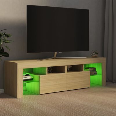 vidaXL Mueble de TV con luces LED color roble Sonoma 140x36,5x40 cm