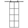 vidaXL Puerta corredera con set herrajes vidrio ESG aluminio 76x205 cm