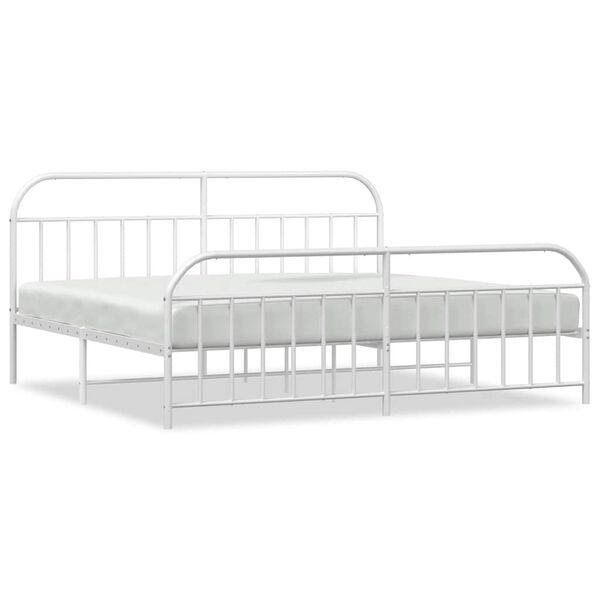 vidaXL Estructura cama sin colch&oacute;n con estribo metal blanco 193x203 cm