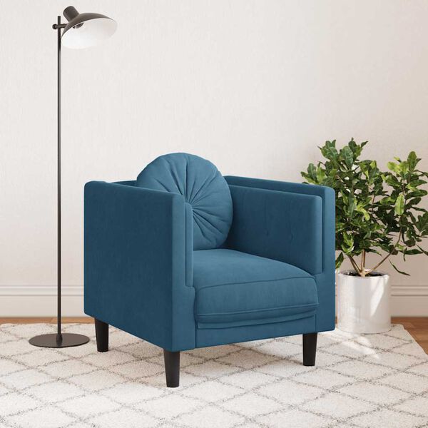 vidaXL Sill&oacute;n con coj&iacute;n terciopelo azul