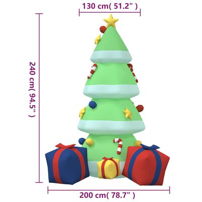 vidaXL Árbol de Navidad hinchable con LED 240 cm