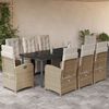 vidaXL Set comedor de jard&iacute;n 9 pzas con cojines rat&aacute;n sint&eacute;tico beige
